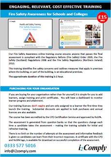 Fire Safety Awareness (Schools and Colleges) Flyer