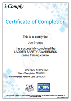 Ladder Safety Awareness Certificate Example Ladder Safety Awareness Certificate Example