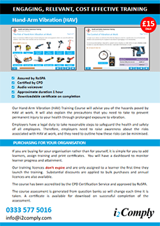 Hand-Arm Vibration (HAV) Course Flyer