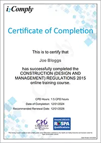 CDM 2015 Course Certificate CDM 2015 Course Certificate